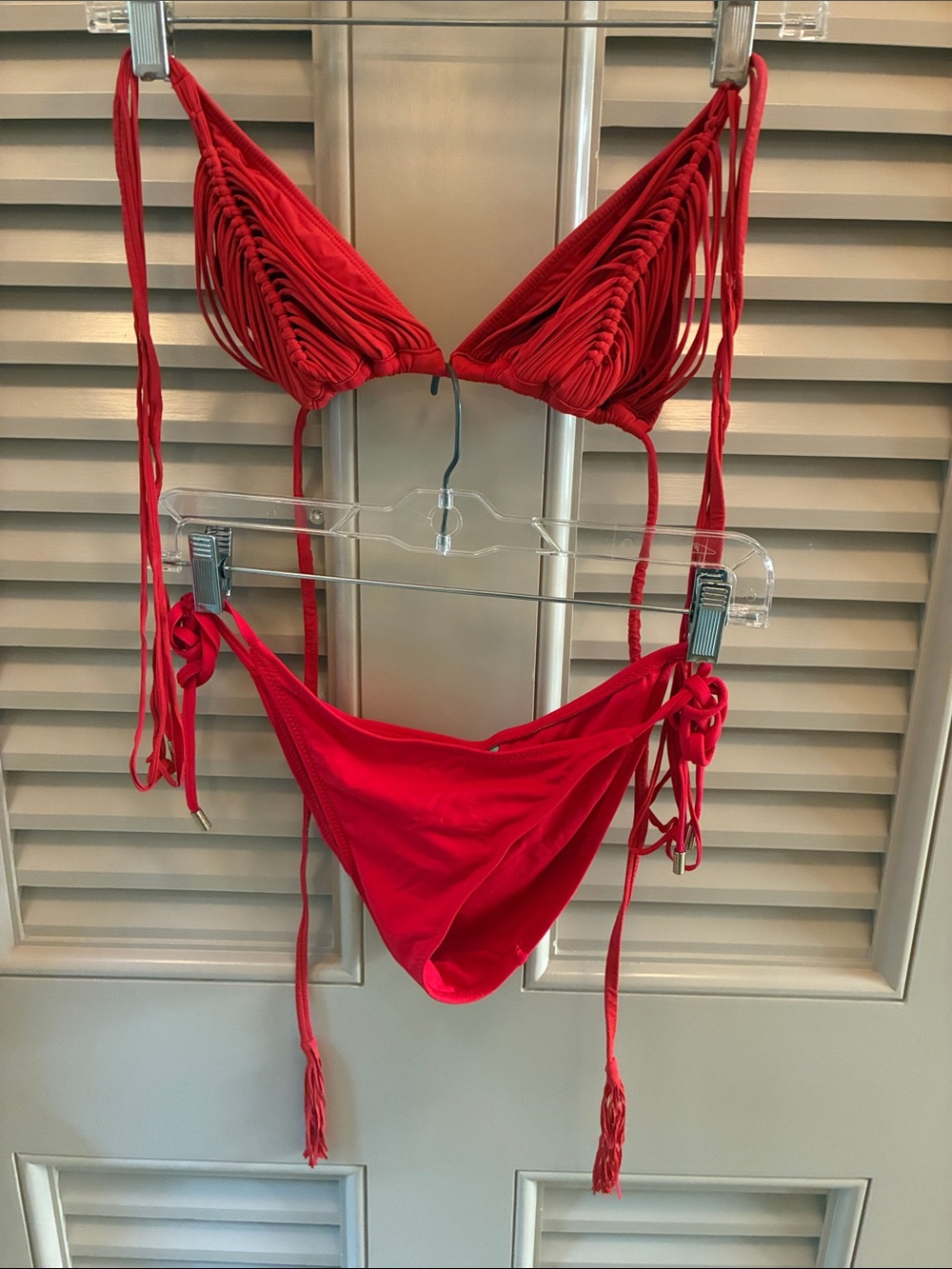 Melissa Odabash Red Strappy Tie-Side Bikini Set